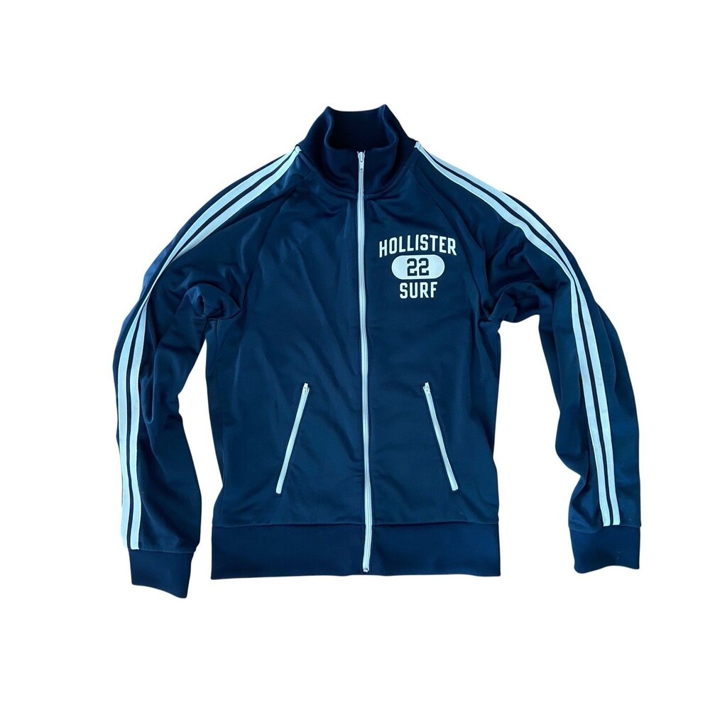 Vintage Y2K Hollister Mens Zip Up Track Jacket Size M Blue Surf Retro Sportswear